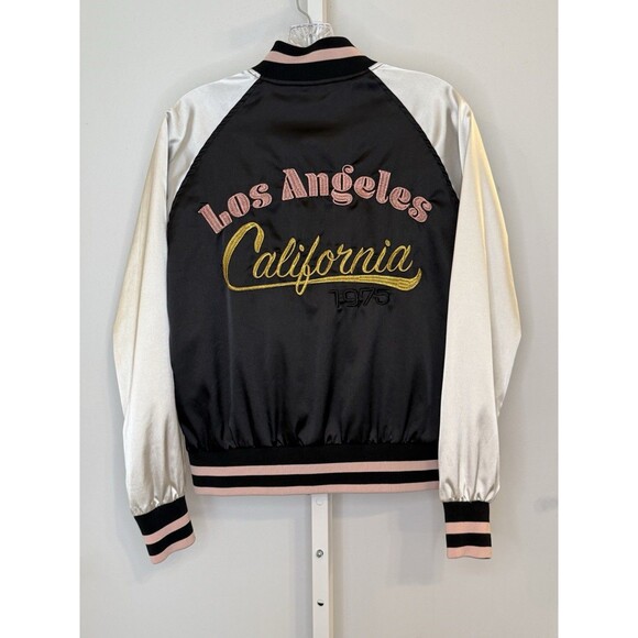 Papaya Los Angeles California Bomber Jacket Women’s M Satin Varsity Embroidered - Picture 2 of 10